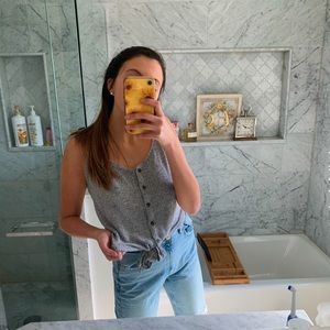 Grey button tied crop top